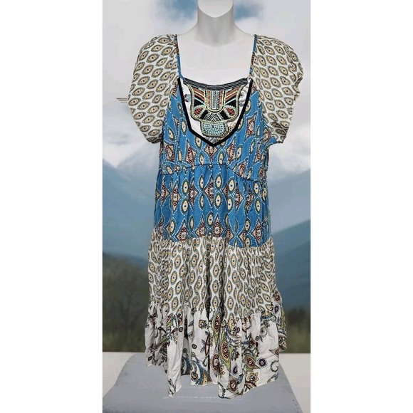 Unity in Diversity Dresses & Skirts - Unity World Wear Boho Ruffle Tiered Embroidered Flutter Sleeve Dress Women's XL